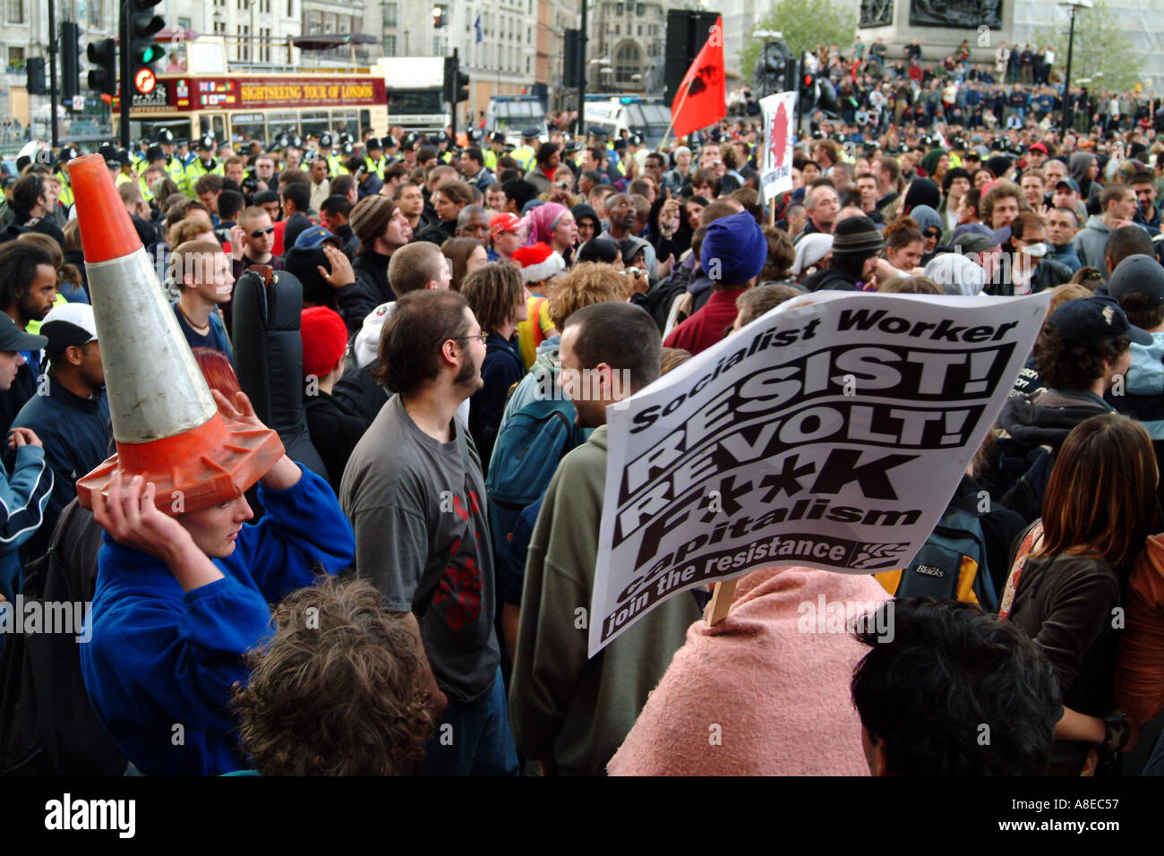 may day crowd trafalgar square Stock Photo - Alamy