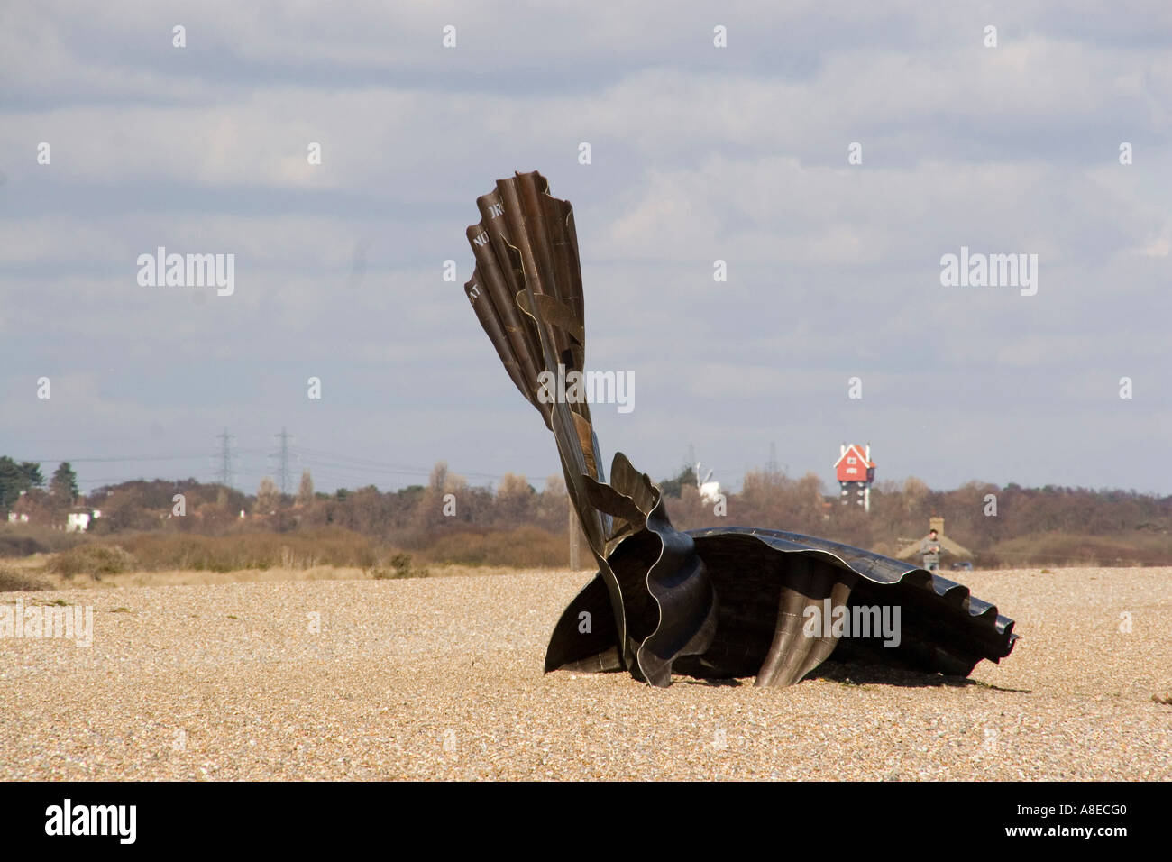 Maggi Hambling s scallop sculpture on Aldeburgh beach Suffolk a tribute to Benjamin Britten