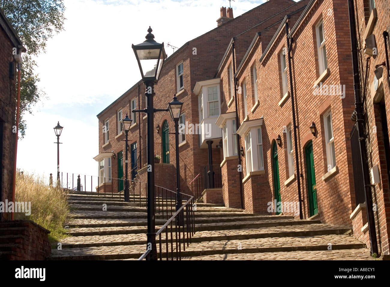 Cheshire Stockport Hillgate terraced housing in Crowther Street painted