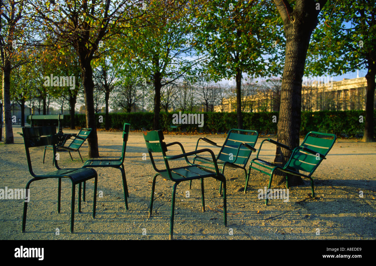 Chair in Tuileries Garden Paris France Stock Photo Alamy