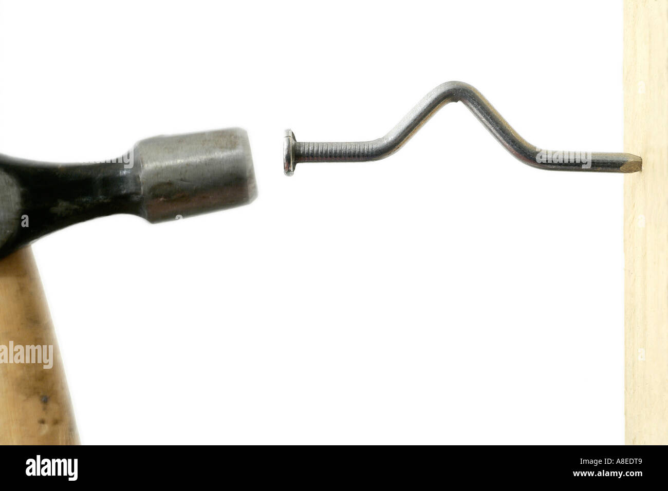 Hammer and Bent Nail Stock Photo