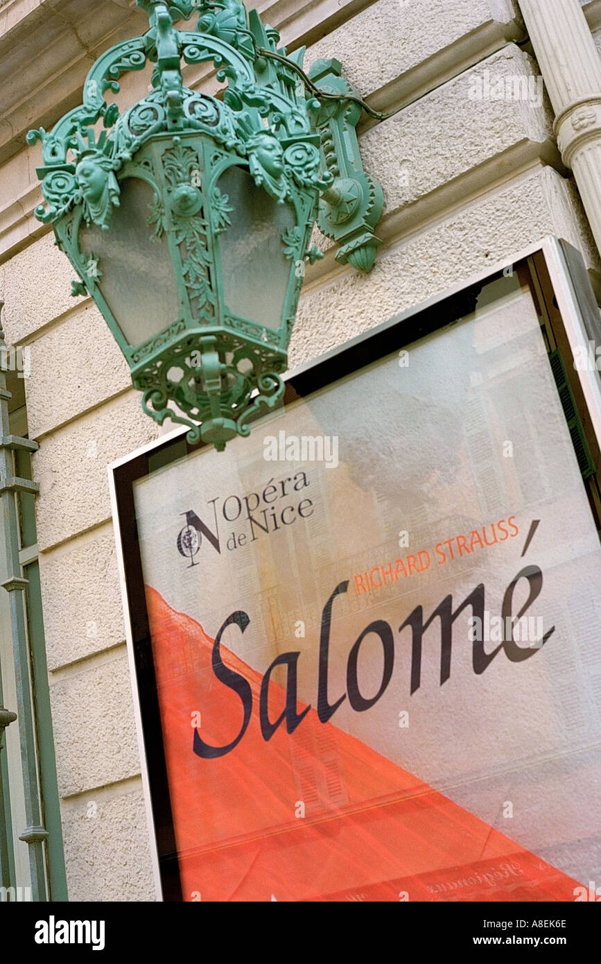 Nice Cote d'Azur France - A poster on the wall of the Opera House advertising the opera Salome Stock Photo