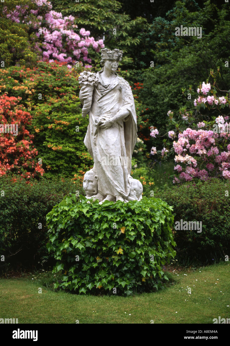 Stone statuette of a woman by Antonio Bonazza on ivy covered plinth