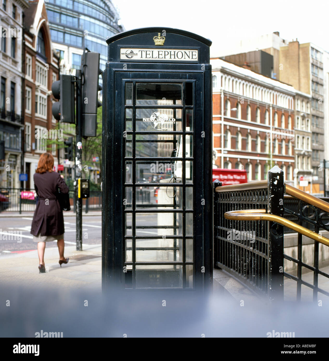 K6 black phone box London England UK Stock Photo