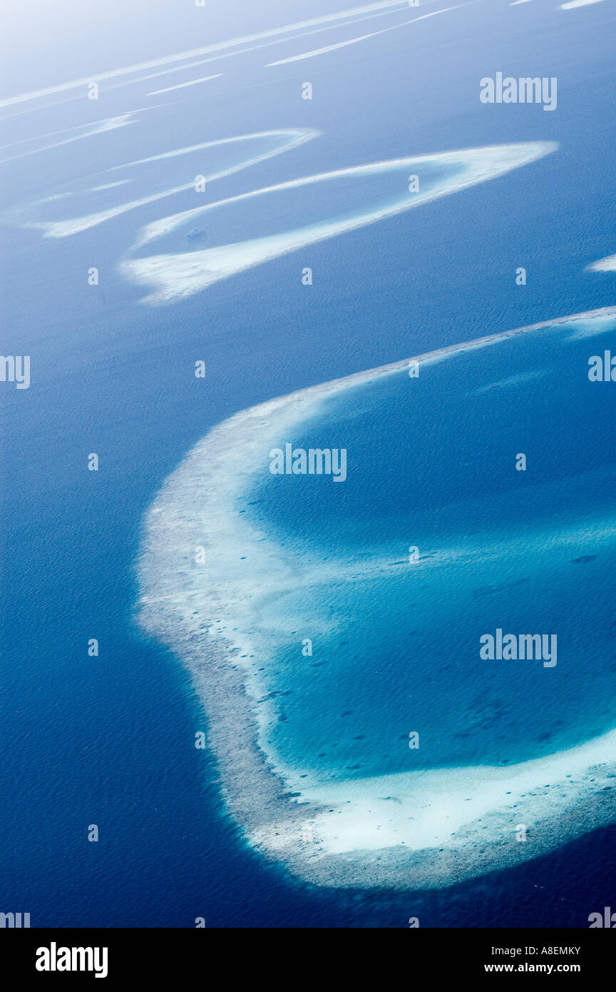 Aerial view of a tropical coral reef, Maldives Stock Photo - Alamy