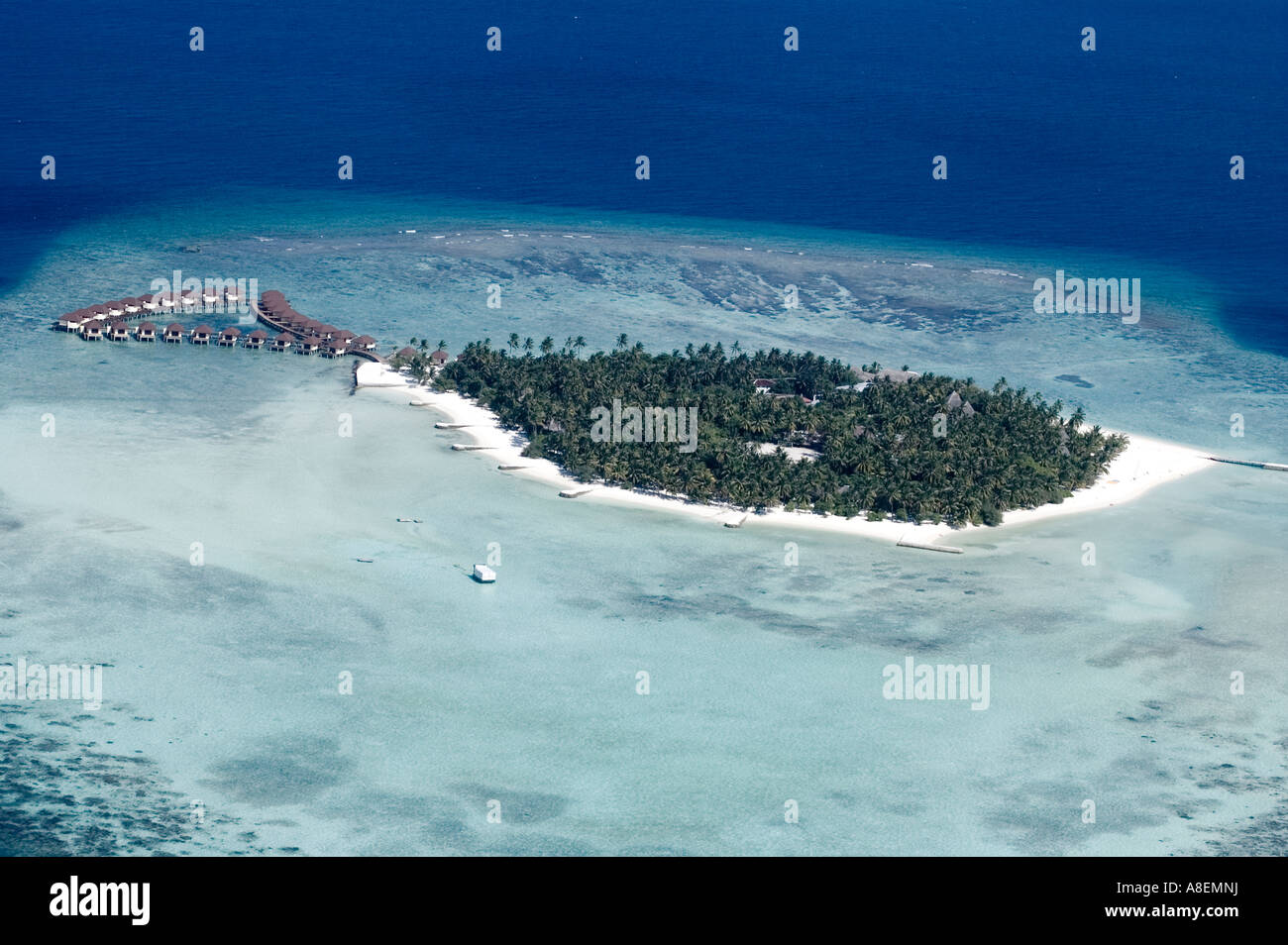 Aerial view of a tropical coral island, Maldives Stock Photo - Alamy