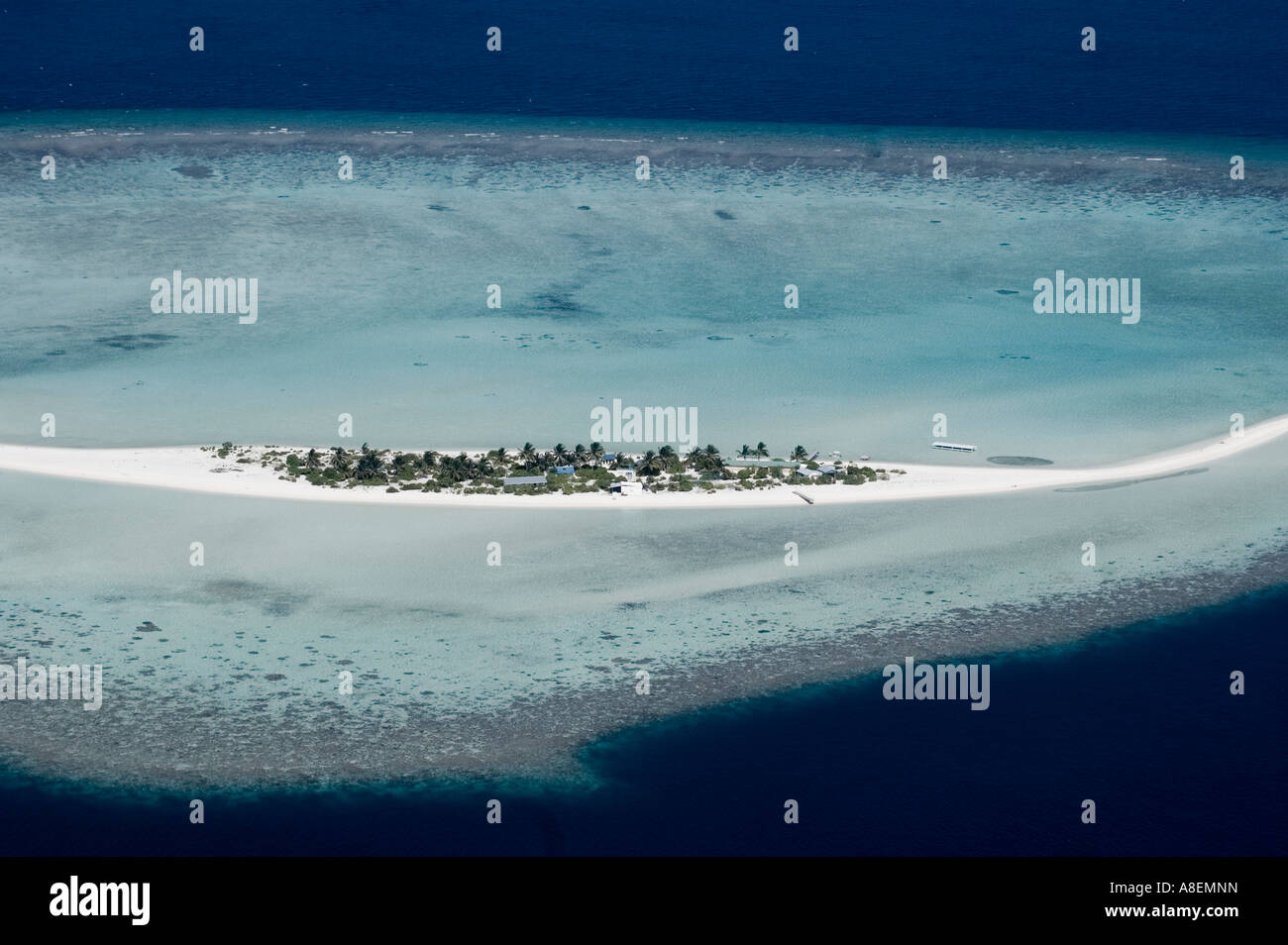 Aerial view of a tropical coral island, Maldives Stock Photo - Alamy