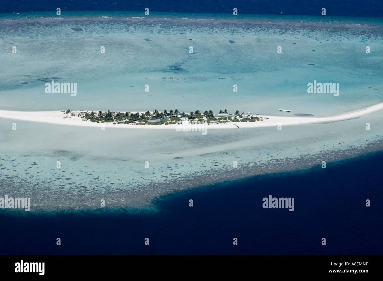 Aerial view of a tropical coral island, Maldives Stock Photo - Alamy