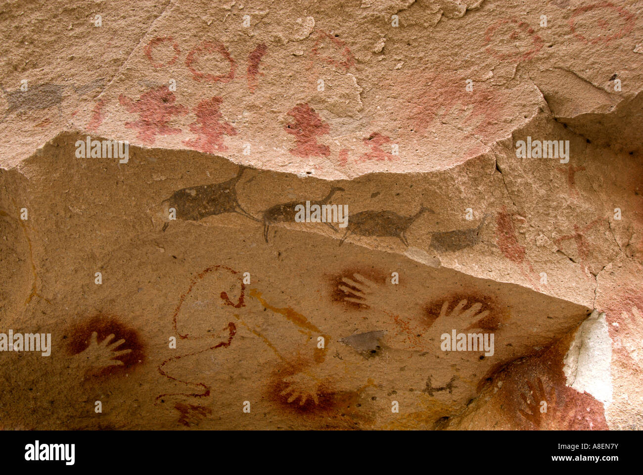 Cueva de las Manos del Rio Pinturas, Cave of the Hands, Patagonia, Province of Santa Cruz, Argentina Stock Photo