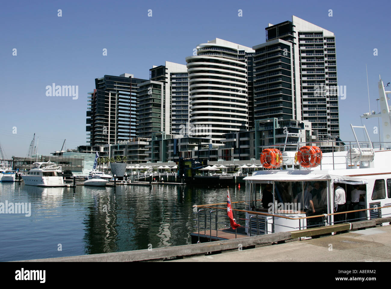 Appartment buildings in the Docklands of Melbourne,Australia. Stock Photo