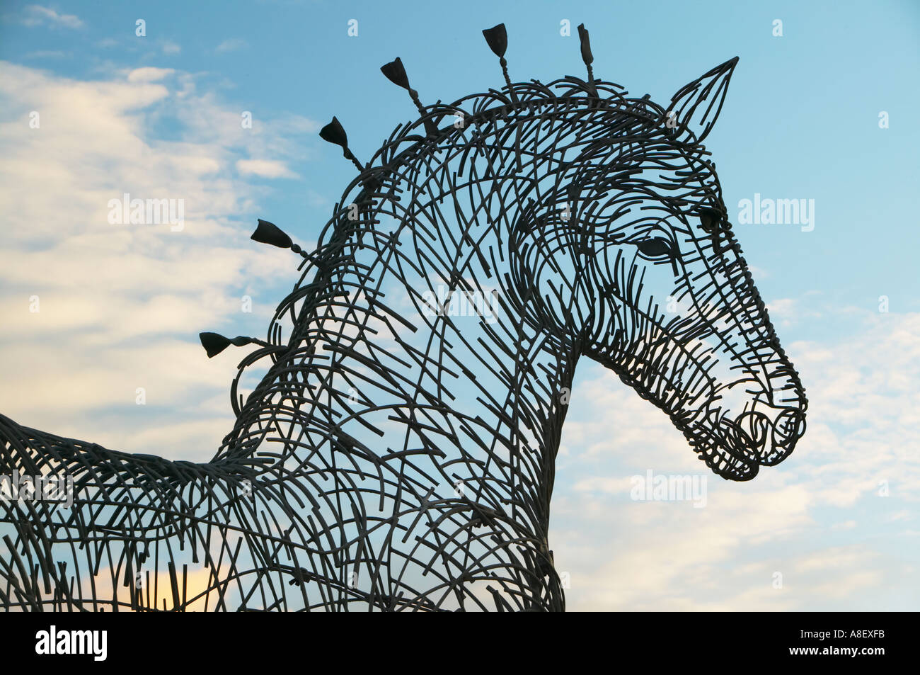 Easterhouse, Glasgow, Scotland. The Heavy Horse by sculpture Andy Scott Stock Photo
