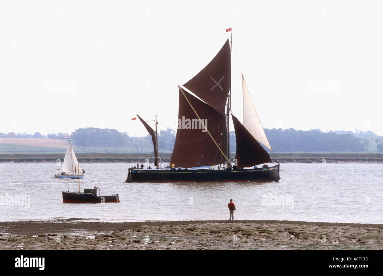 The 1906 Thames sailing barge Ena on the River Orwell at Pinmill Stock