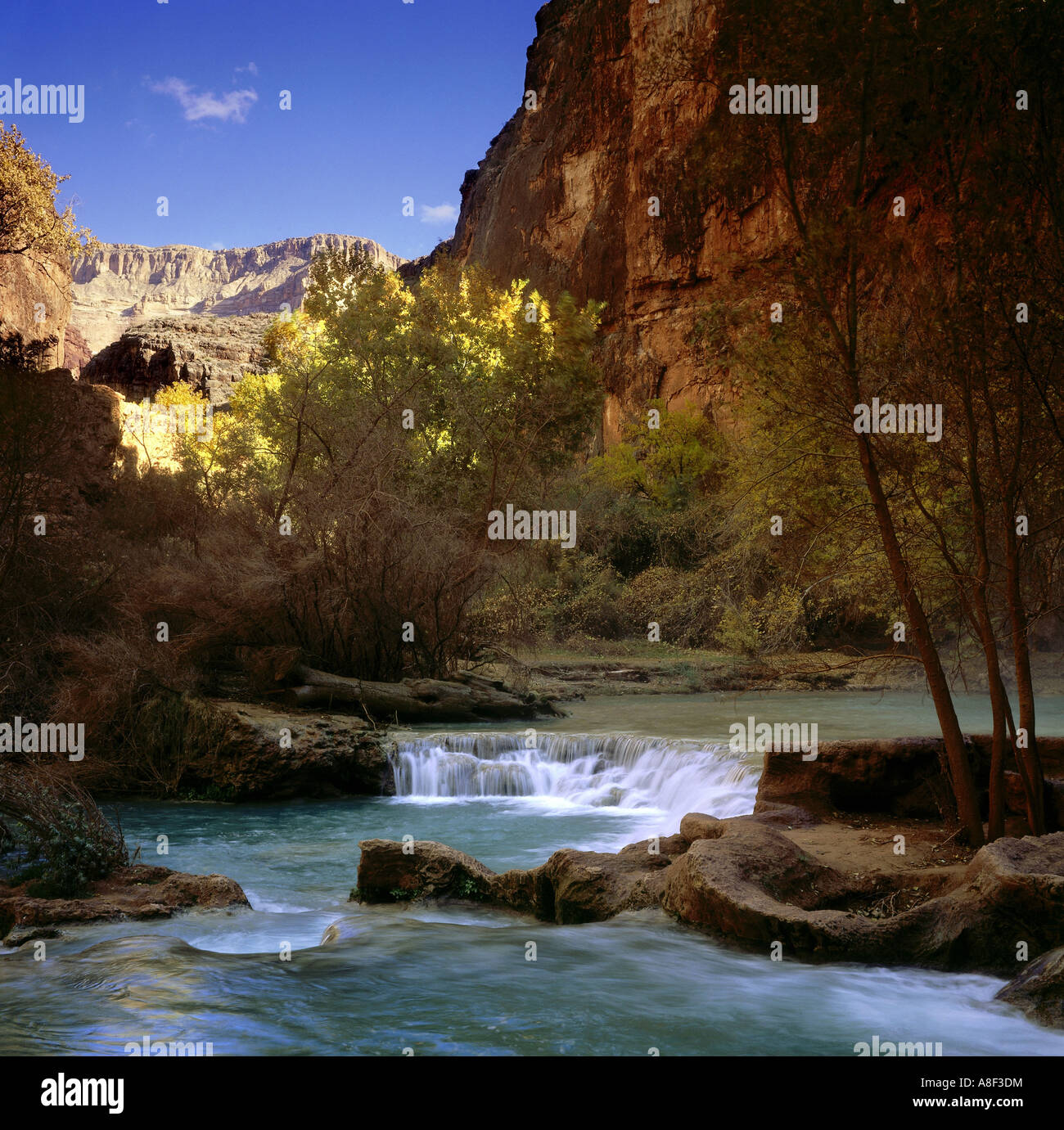 geography / travel, USA, Arizona, Havasupai Reservation, Little Havasu falls, autumn, Additional-Rights-Clearance-Info-Not-Available Stock Photo