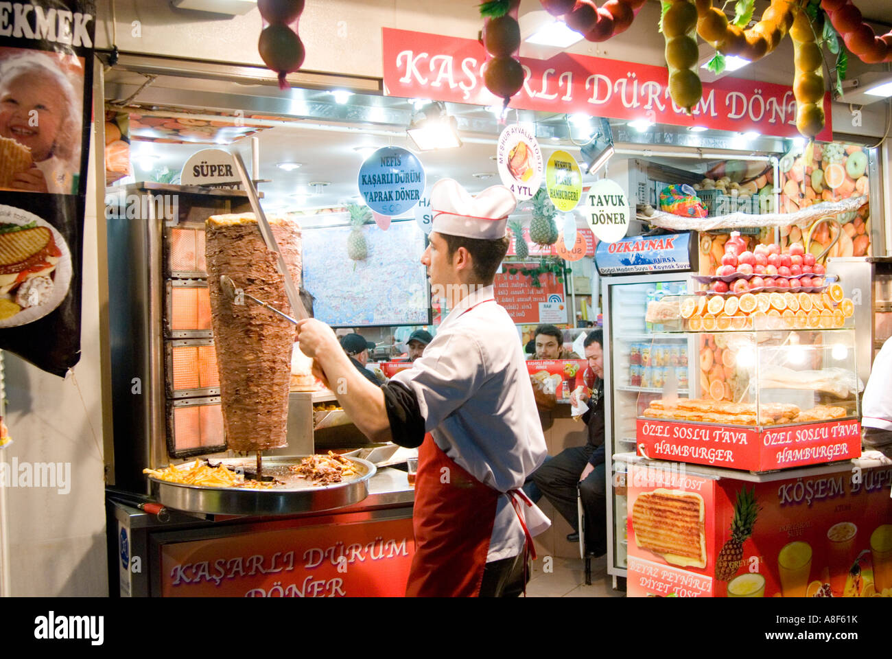 Kebab takeaway in Taksim Square, Istanbul Turkey Stock Photo