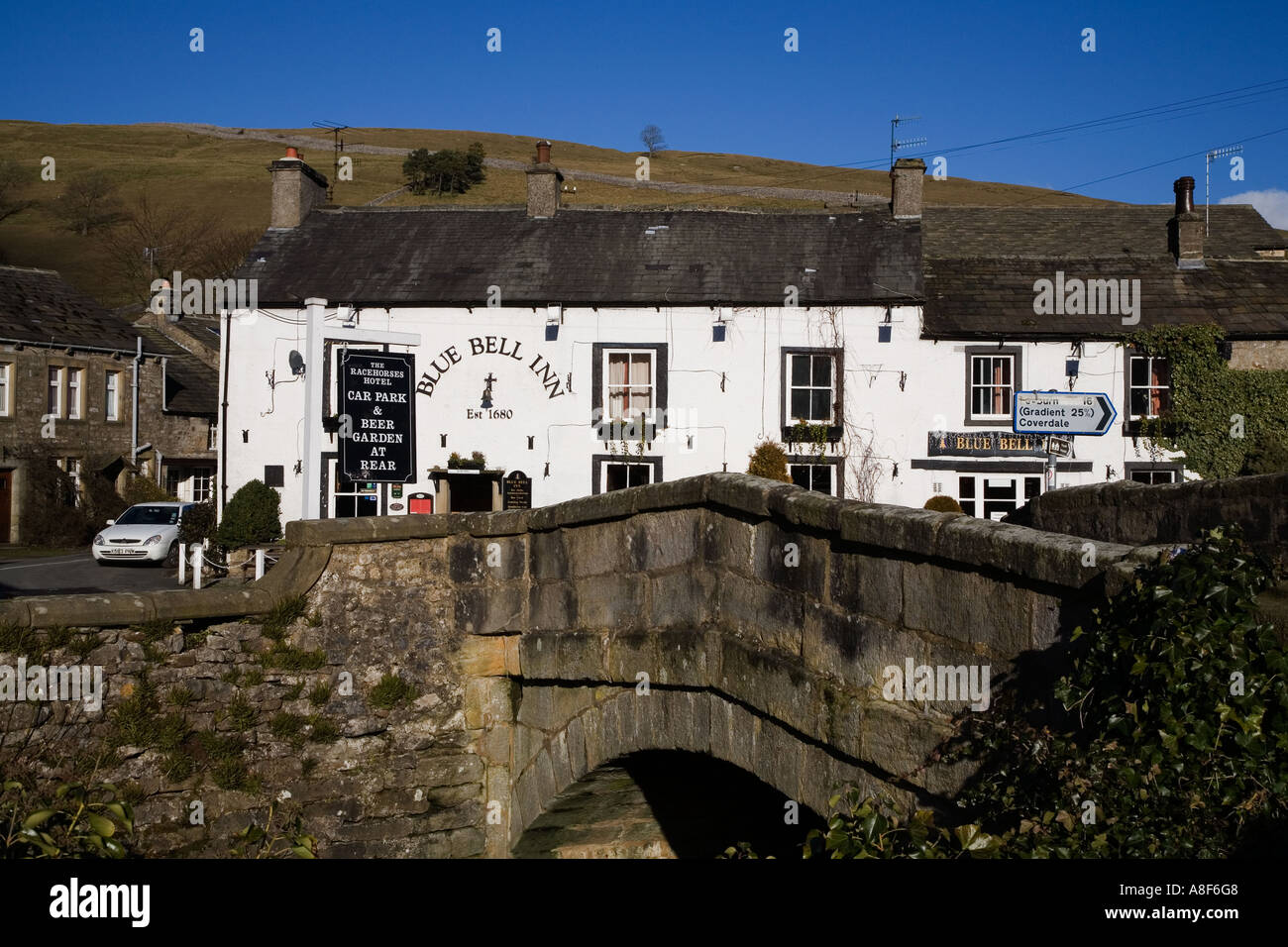 The Blue Bell Inn in Kettlewell Upper Wharefdale Yorkshire Dales England Stock Photo