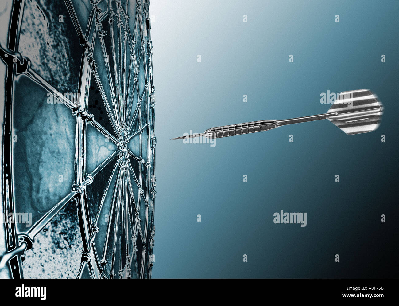 Darts hitting bullseye Stock Photo