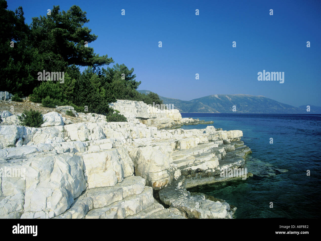 Greek Islands Fiskardo headland and Ionian sea Cephalonia Greece Europe Stock Photo