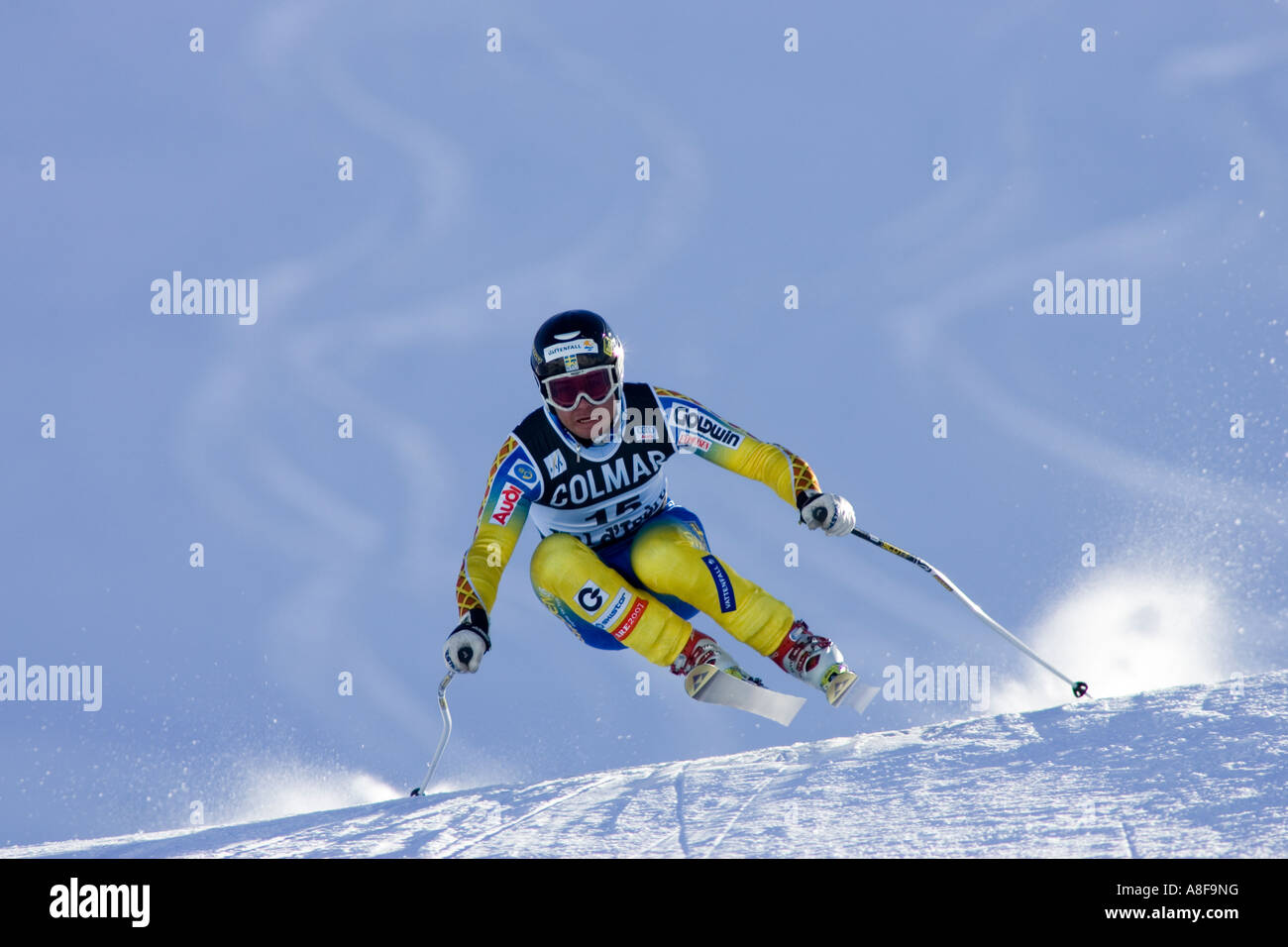 Downhill Ski Racer. Stock Photo