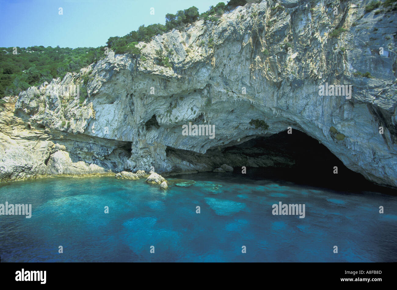 Greek Islands Papanikolis Cave Meganissi Islet Ionian Sea Greece Europe ...