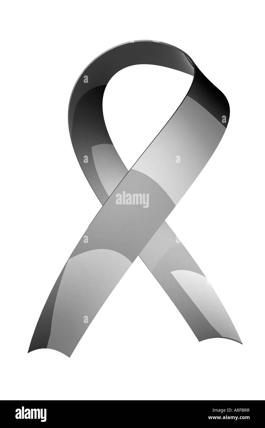 Silver Ribbon Parkinsons disease awareness symbol Stock Photo