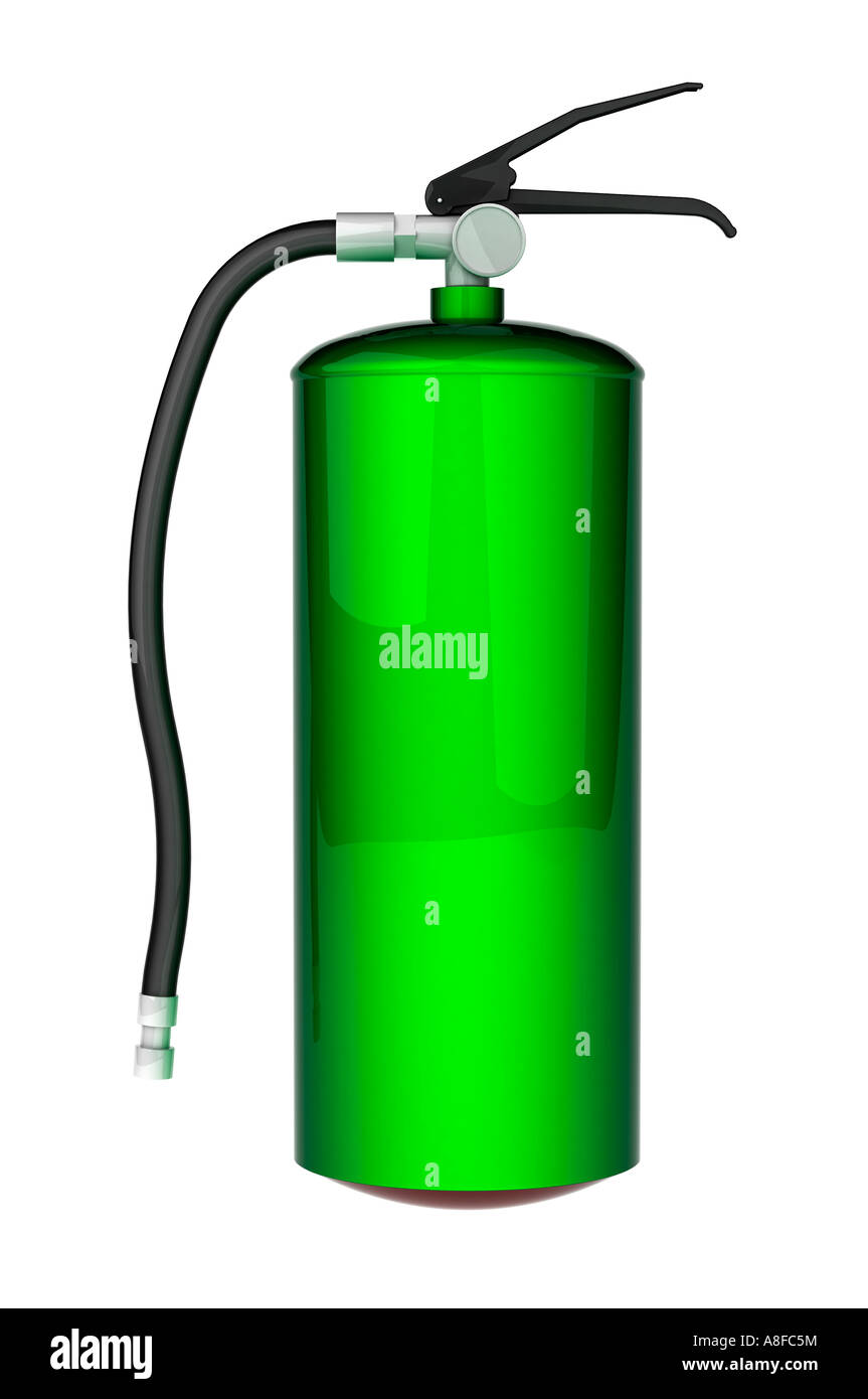 Green Fire extinguisher Stock Photo