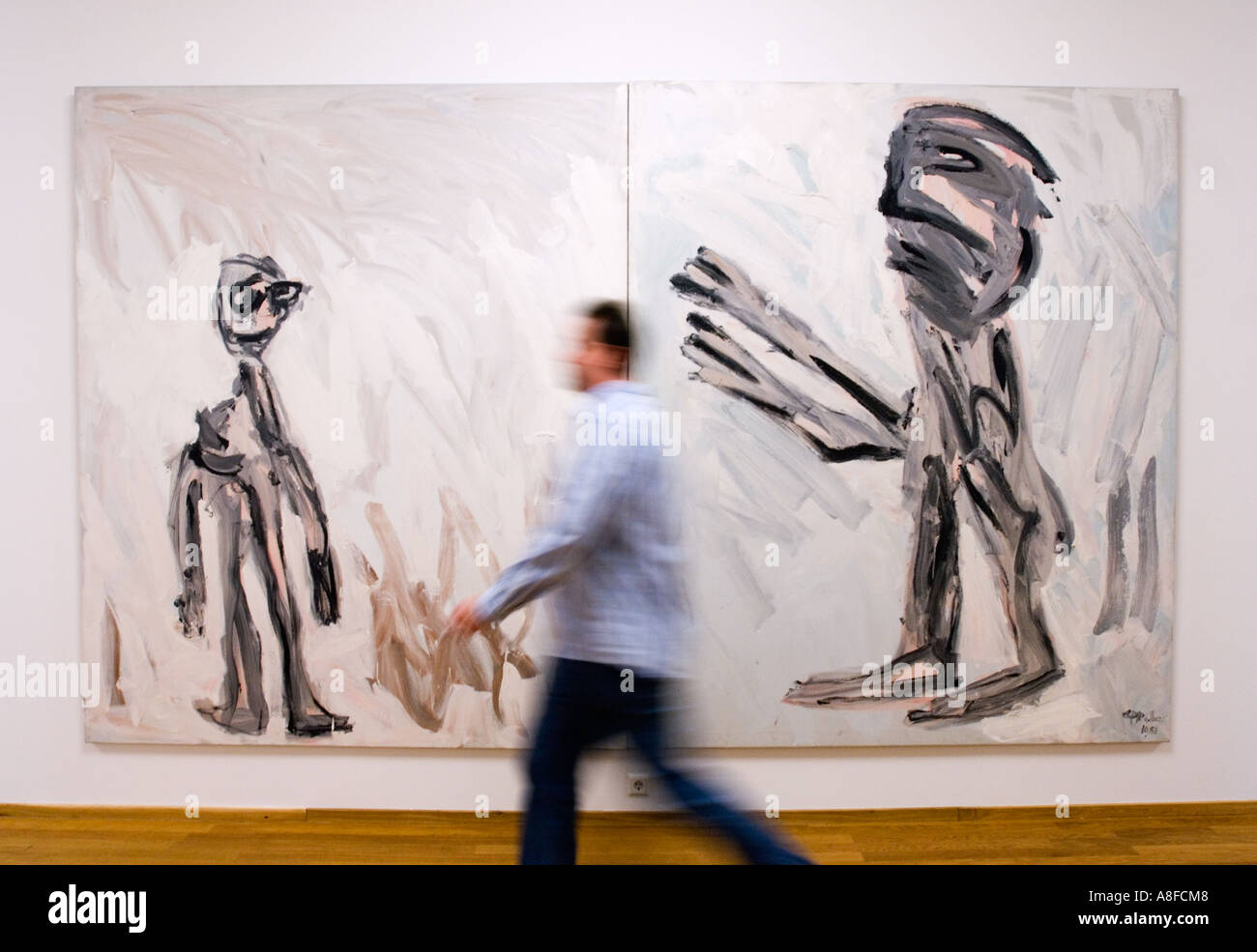 Art gallery with modern abstract painting inside The Gemeentemuseum in The Hague Holland Stock Photo