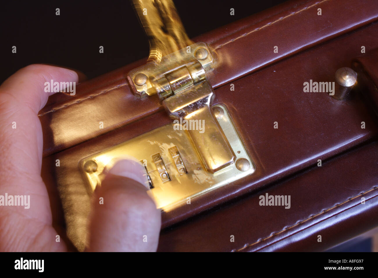 ATTEMPTED BREAK IN ON A LEATHER BRIEFCASE BAPD1321 Stock Photo Alamy