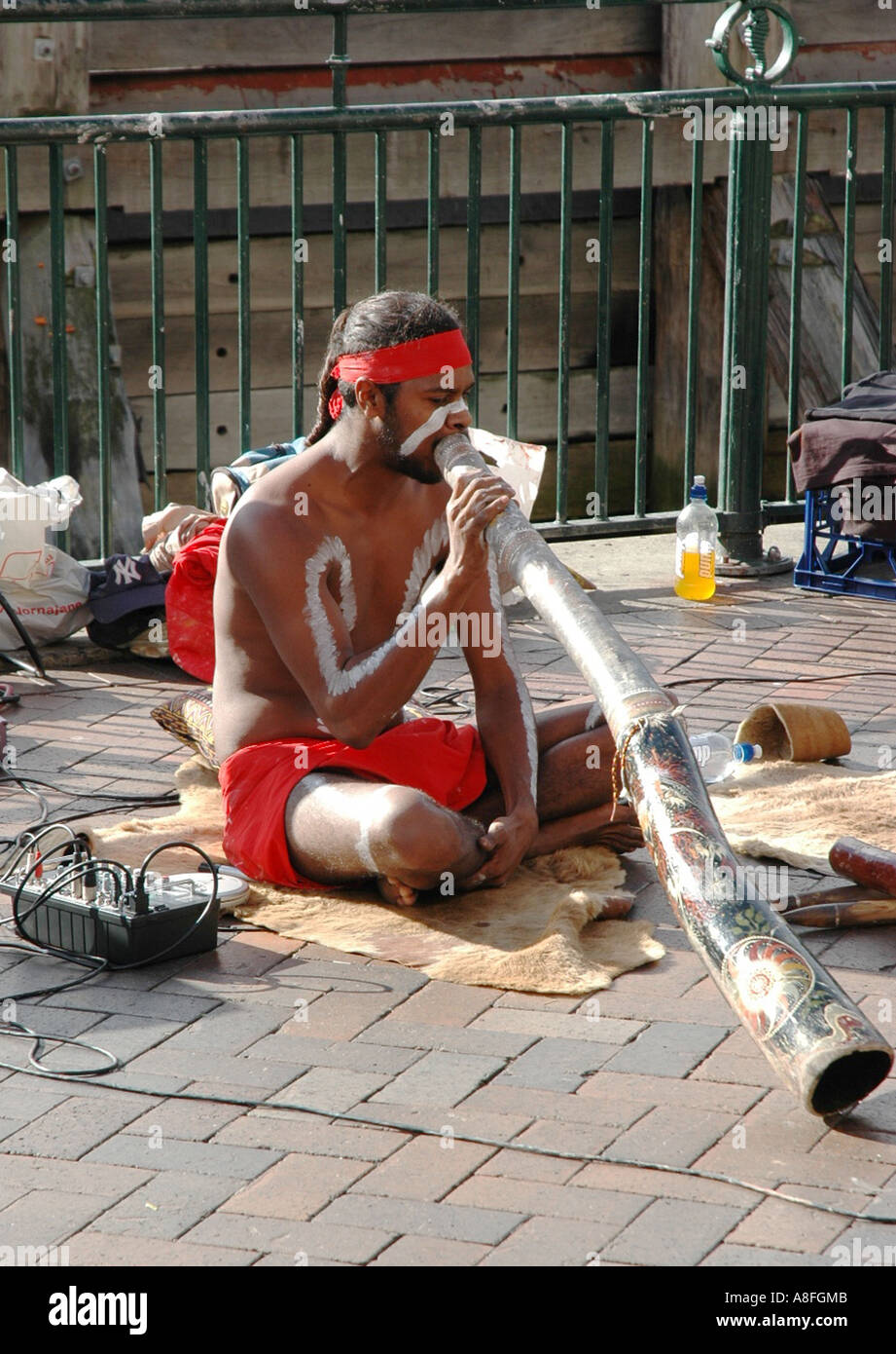 Australian Aboriginal Playing the Didgeridoo Musical Instrument Stock Photo  - Alamy