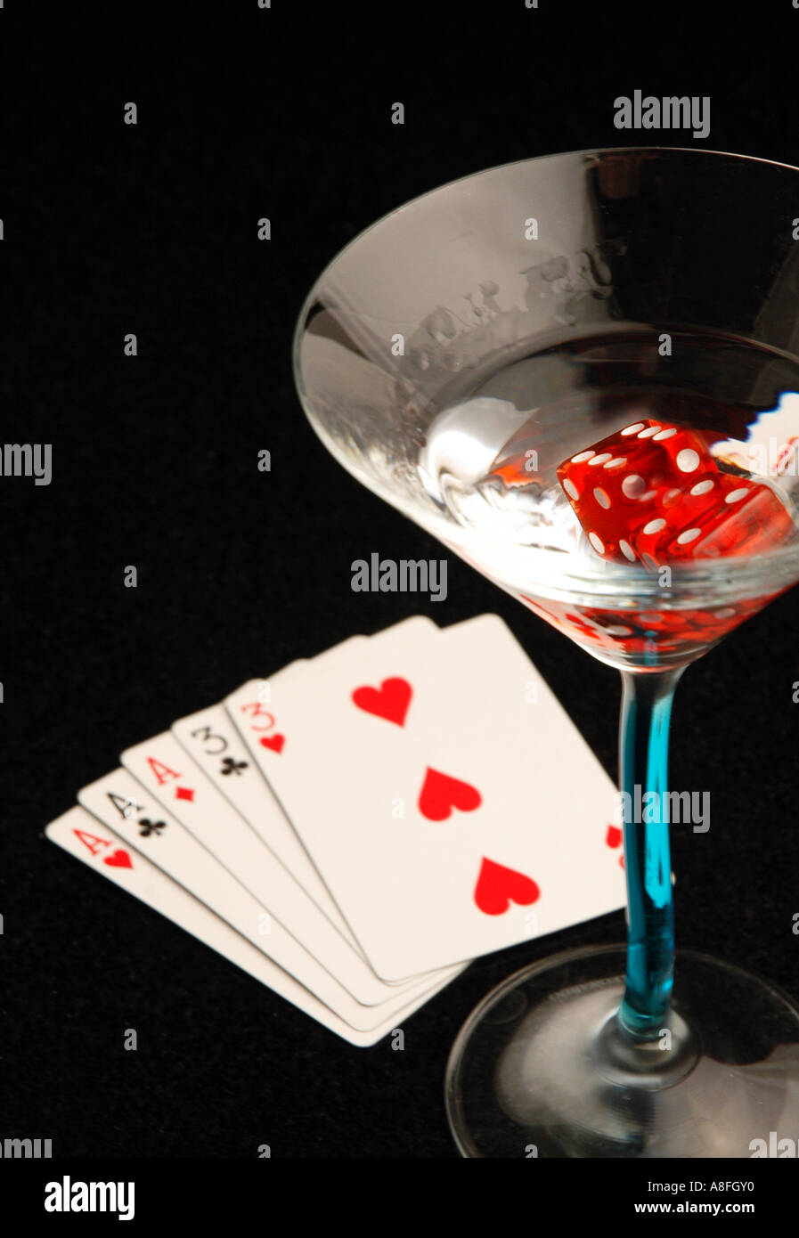Dice in Martini Glass and Full House Stock Photo Alamy