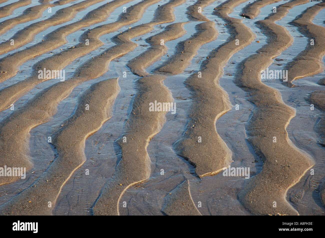 sand pattern on beach, Skegness, Lincolnshire, England, UK Stock Photo