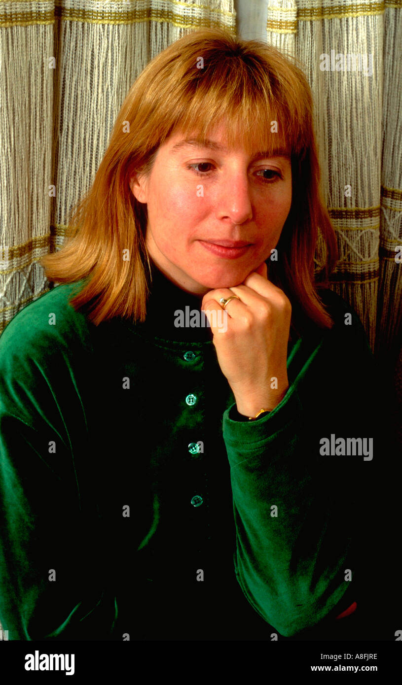 Pensive woman age 30. Minneapolis Minnesota USA Stock Photo
