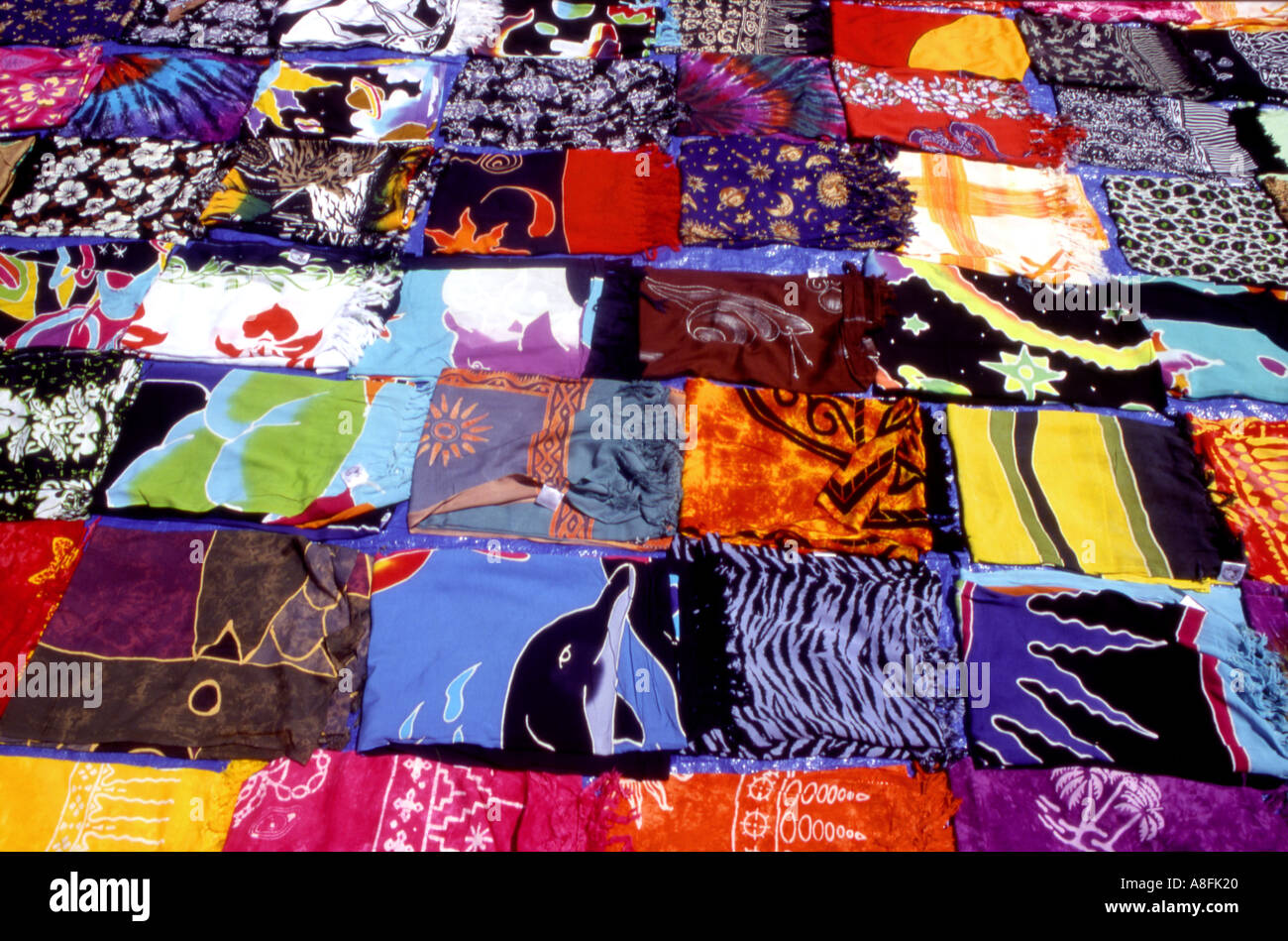 A colourful patchwork quilt for sale at a market Port Douglas