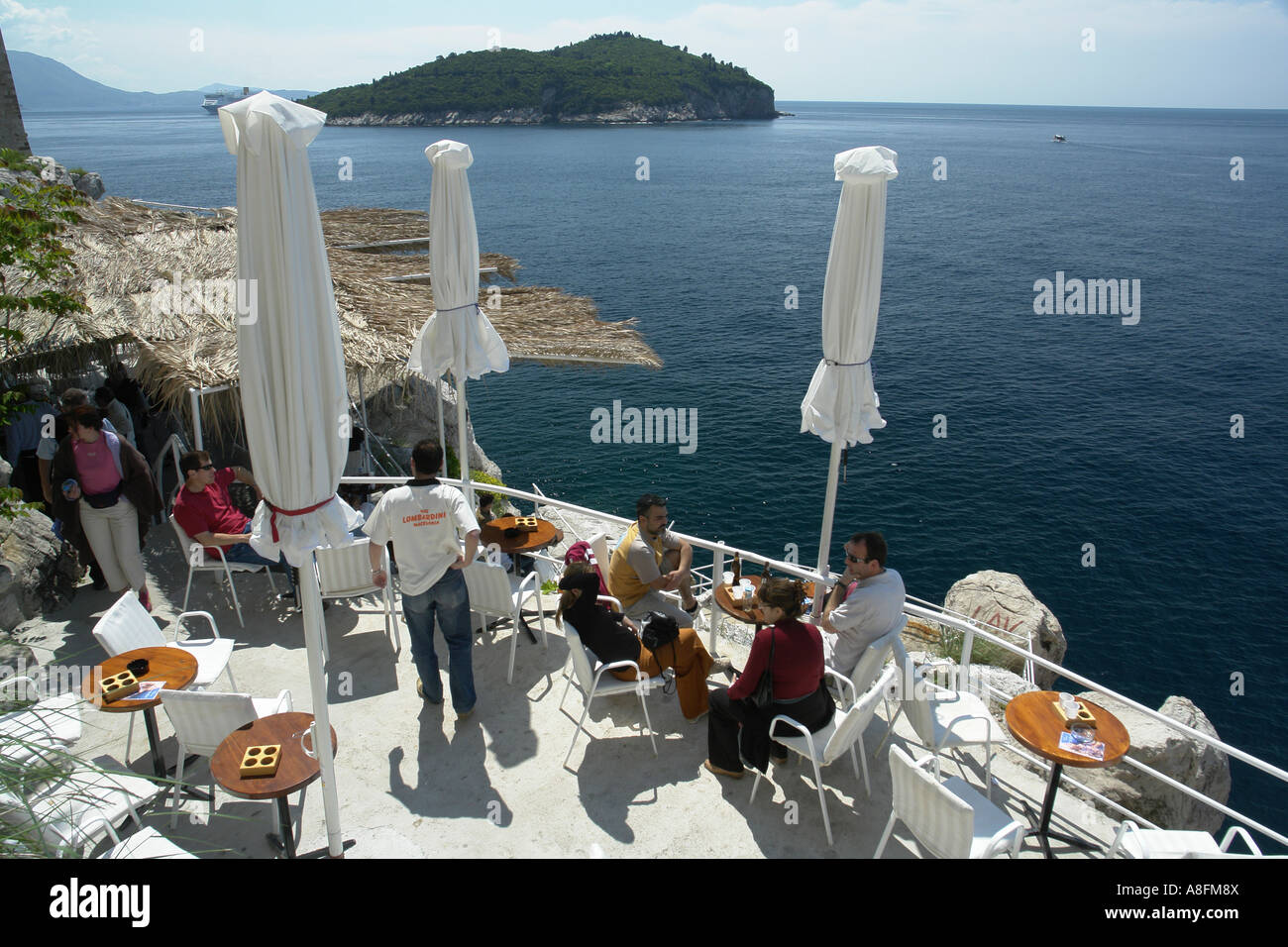 Buza bar on the cliff of Dubrovnik city wall Adria Dalmatia Adriatic ...