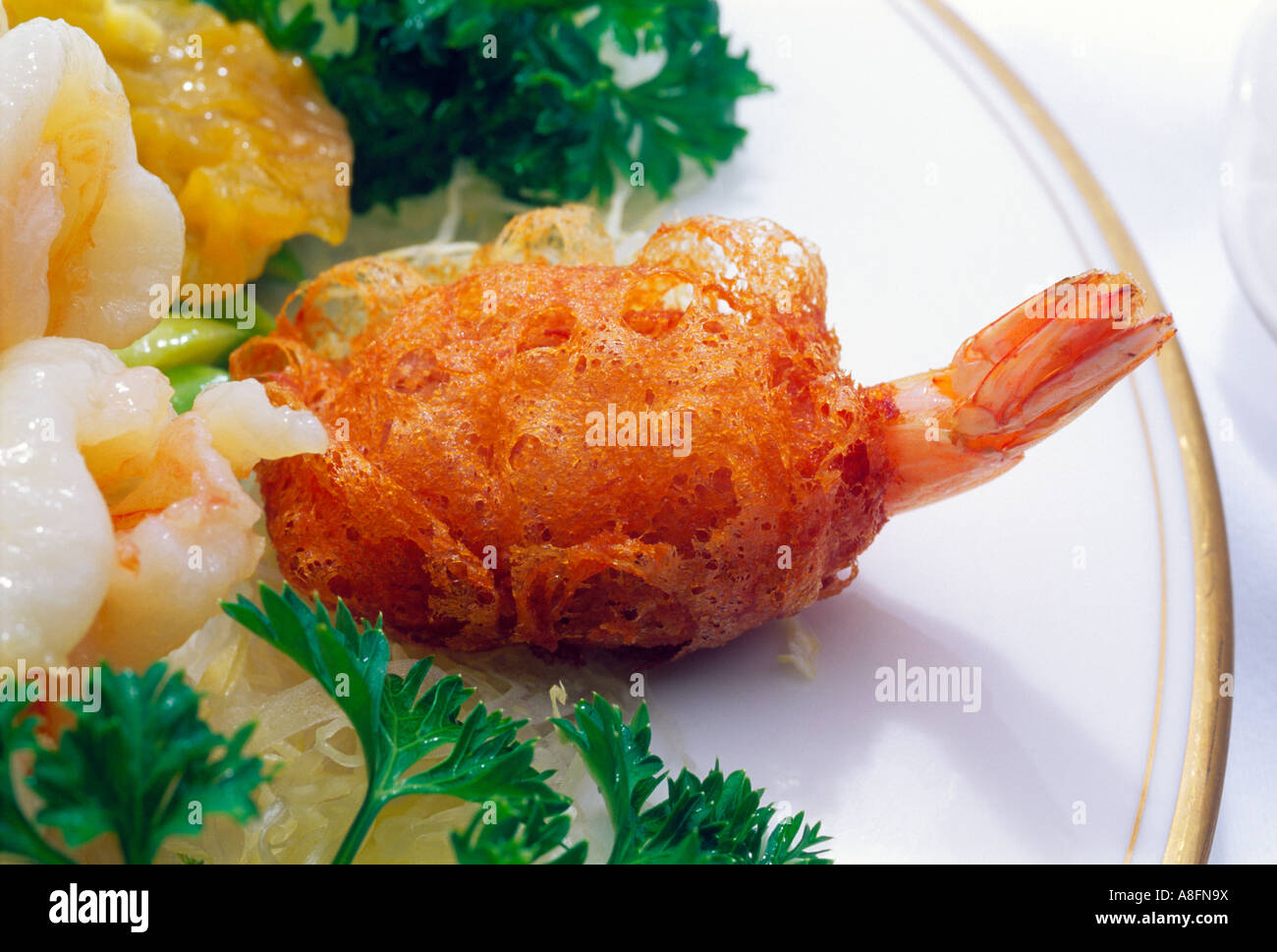 Fried shrimp ball decorated with deep fried shrimp tail China Stock Photo Alamy