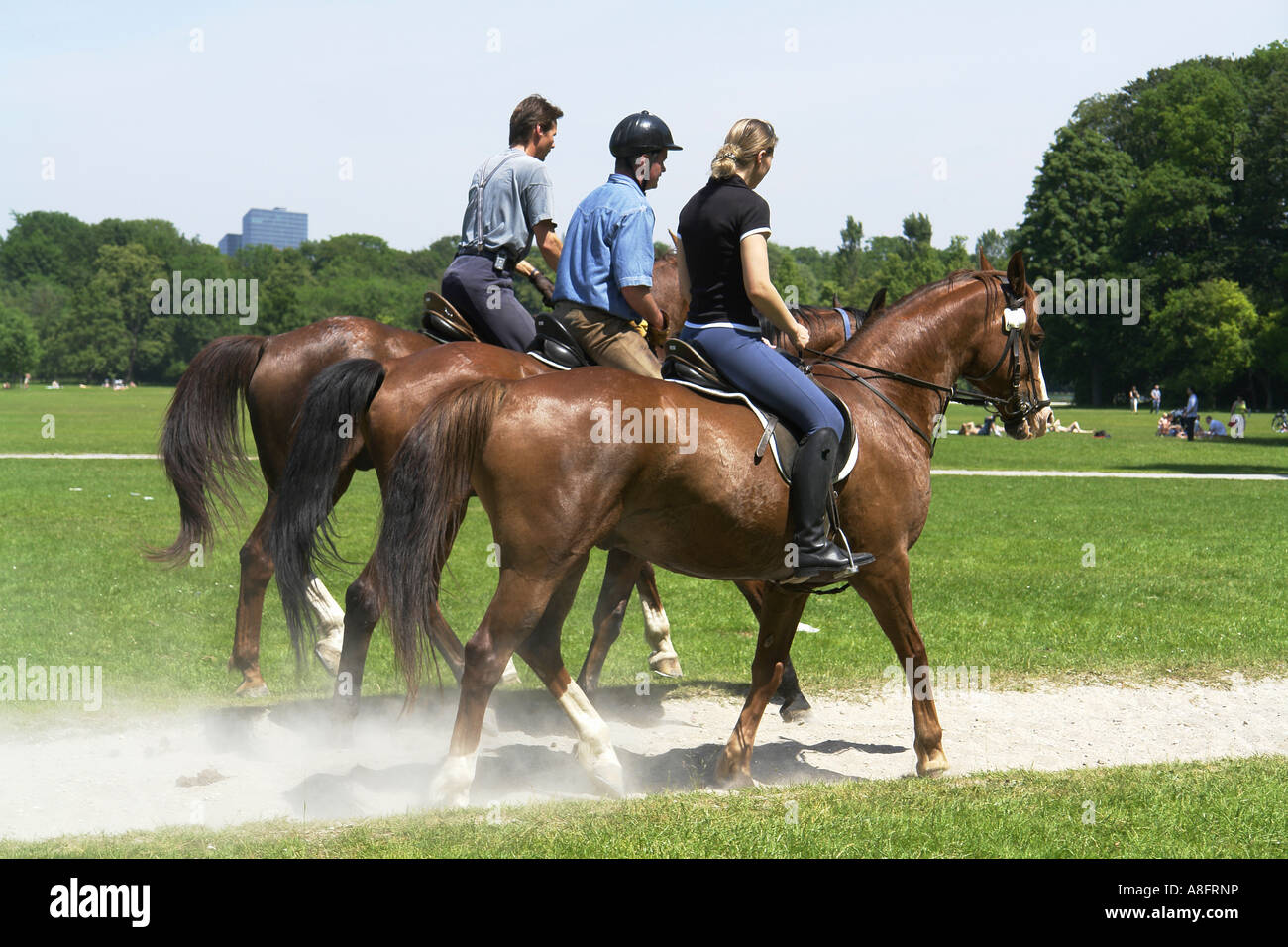 Horse Riding In English Garden Munich Bavaria Germany Stock Photo