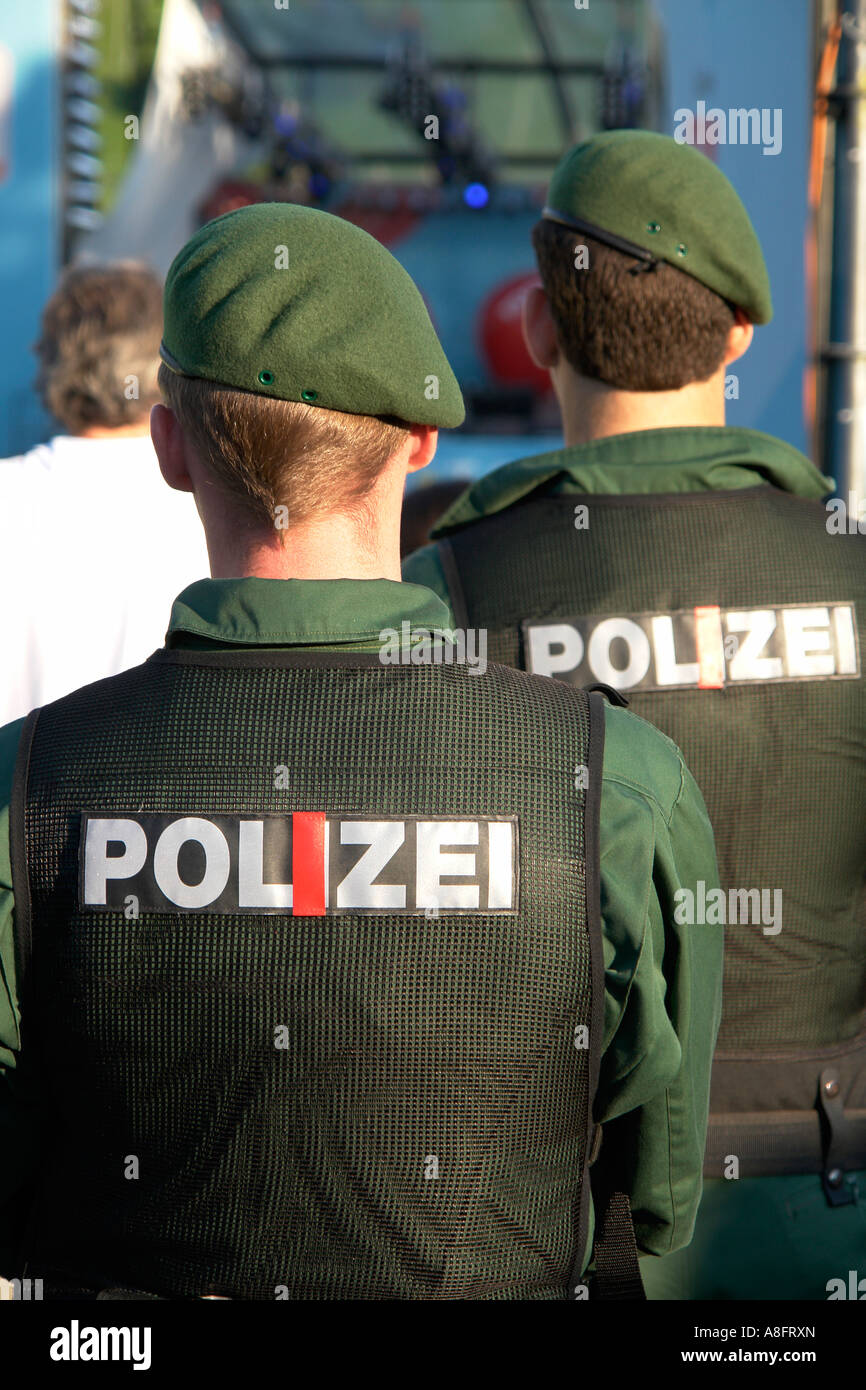 Police force on duty at football game Stock Photo