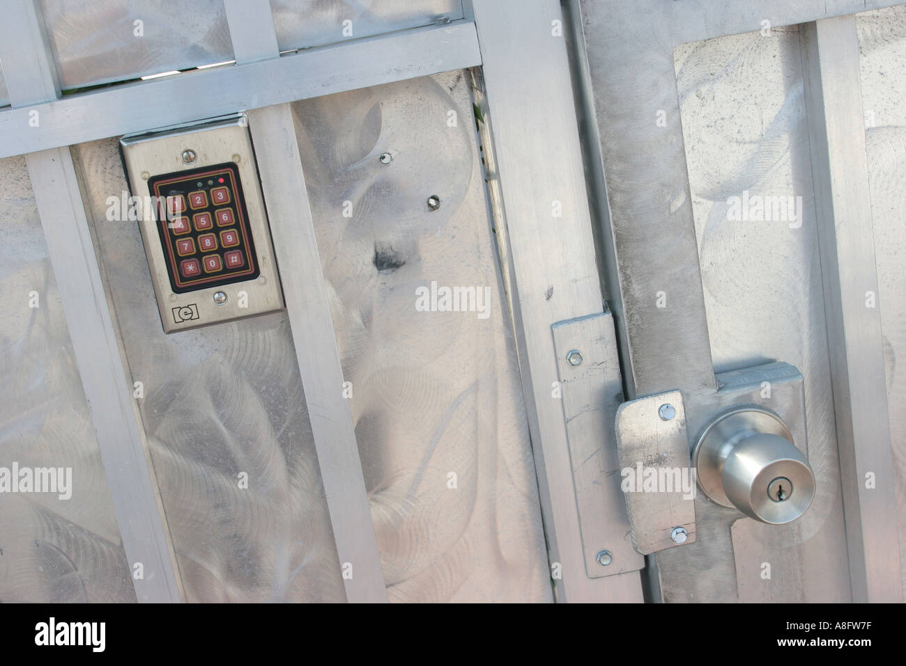 Miami Beach Florida,Seventh Street,metal security gate,electronic code ...