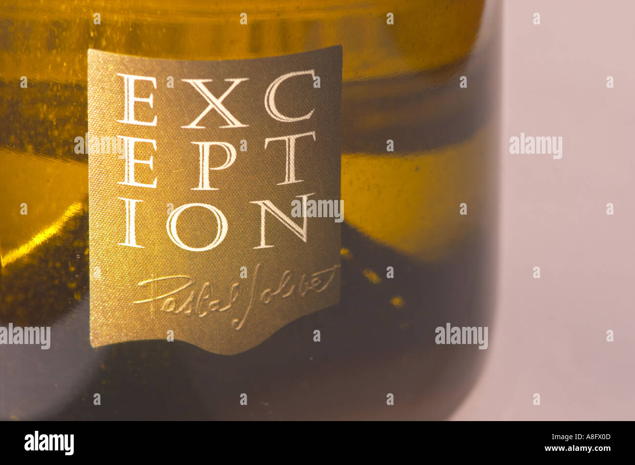 A bottle of Sancerre Exception by Pascal Jolivet - close-up of the label - Loire Valley, France Stock Photo