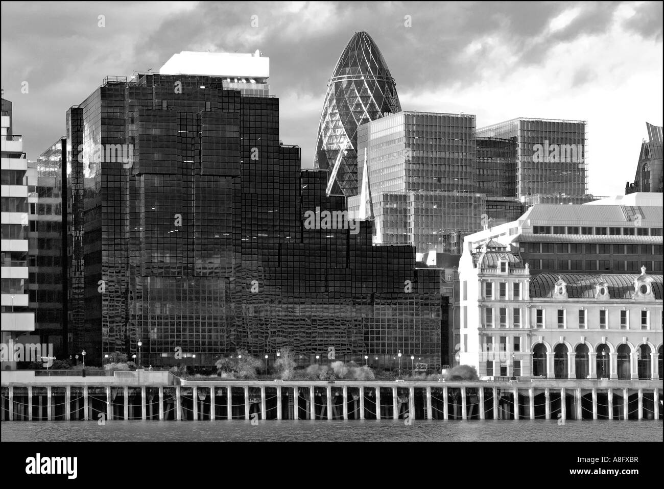 Victoria embankment as seen from south bank Stock Photo