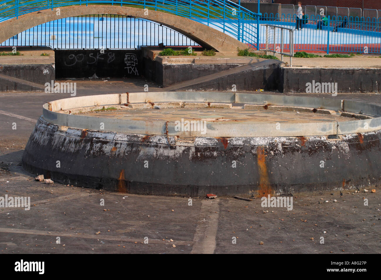 Former site of paddling pool at Aquarena in Worthing, West Sussex, UK Stock Photo