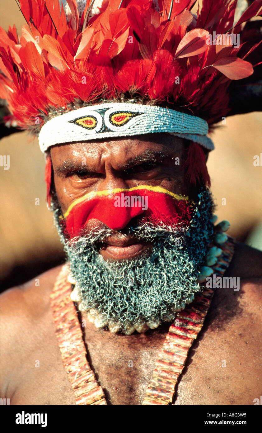 decorated aboriginal, Mt. Hagen, Papua New Guinea Stock Photo