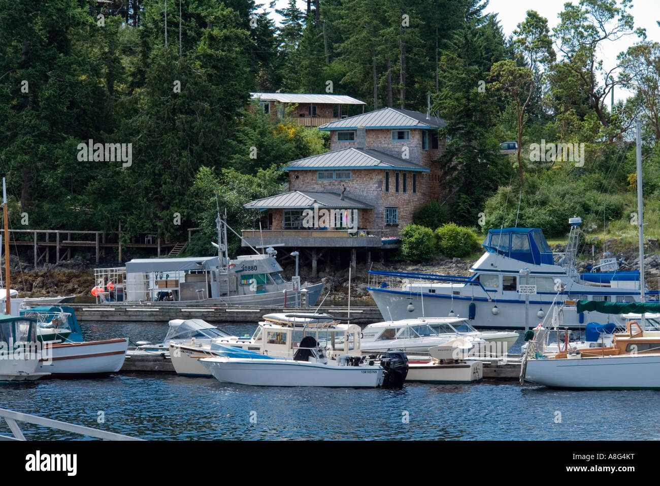 Houses and boats at Lund on the Sunshine Coast, British Columbia Stock Photo Alamy