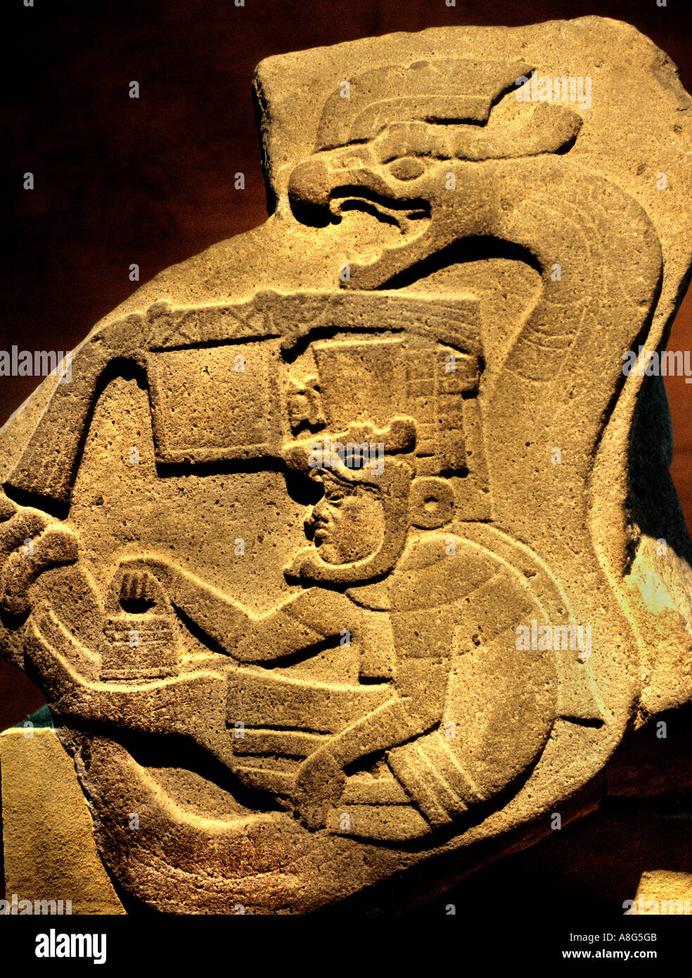 National Anthropological Museum Mexico City  Olmec Priest with jaguar Stock Photo