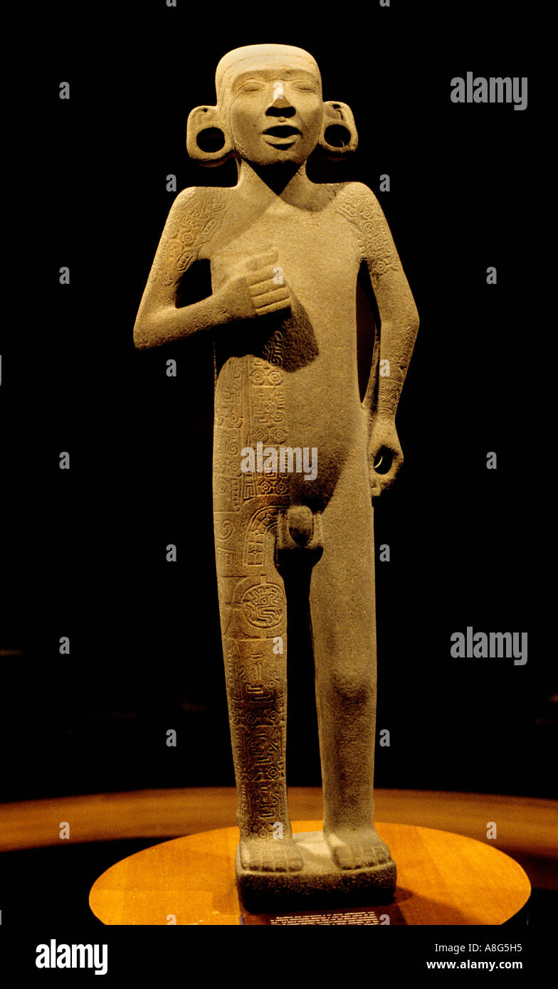 National Anthropology Museum Mexico City  Huaztec Youth on his back  Wind God Tamuin Stock Photo