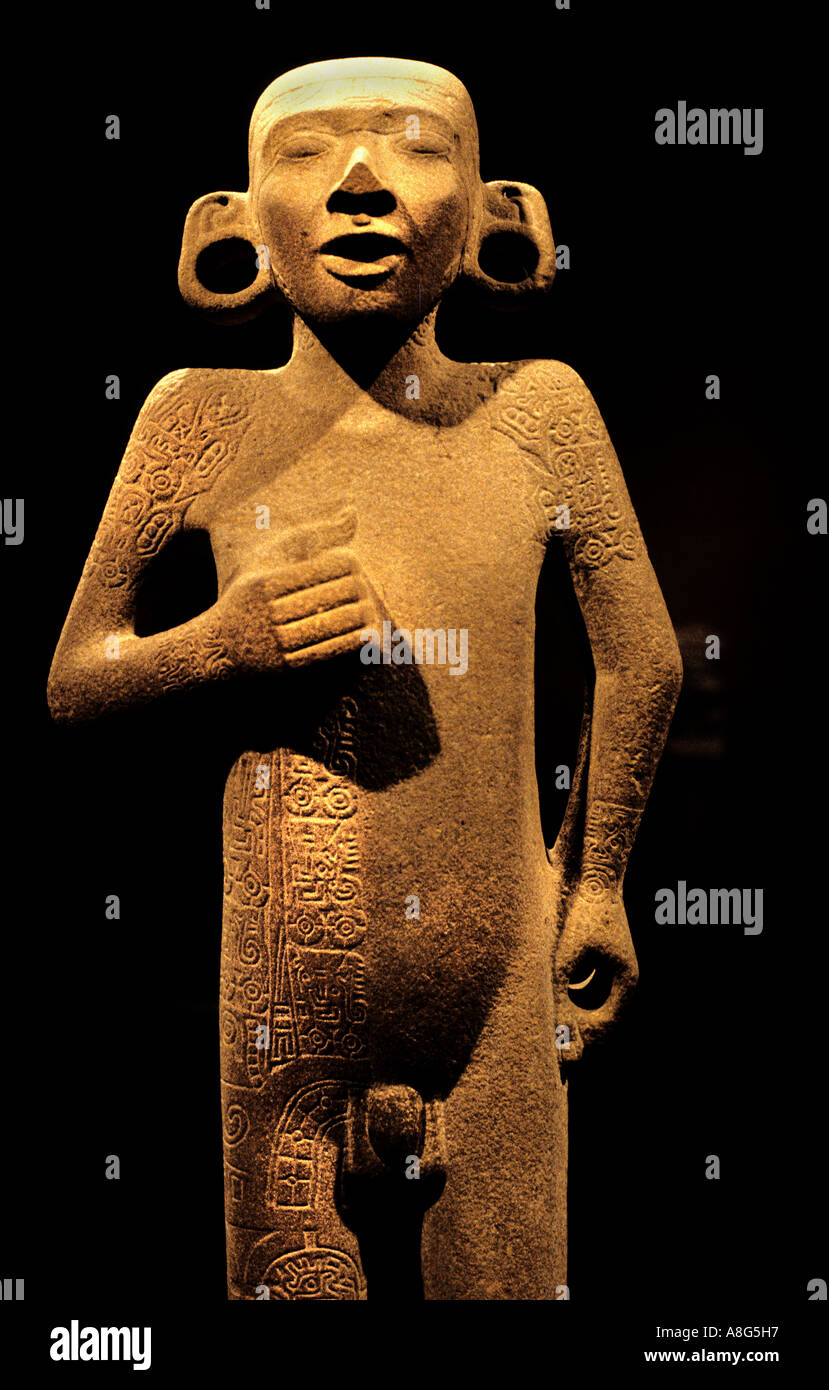 National Anthropology Museum Mexico City  Huatec Youth on his back  Wind God Tamuin Stock Photo