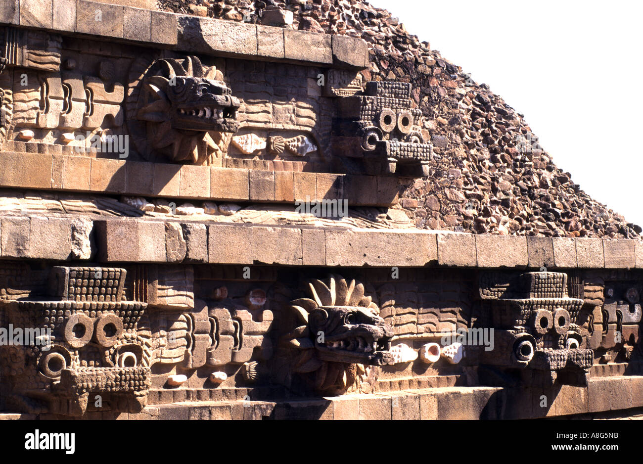 Mexico Theotiuacan Avenue of the Dead Pyramid of the Sun Moon Aztec Chachapoya city of Gods Stock Photo