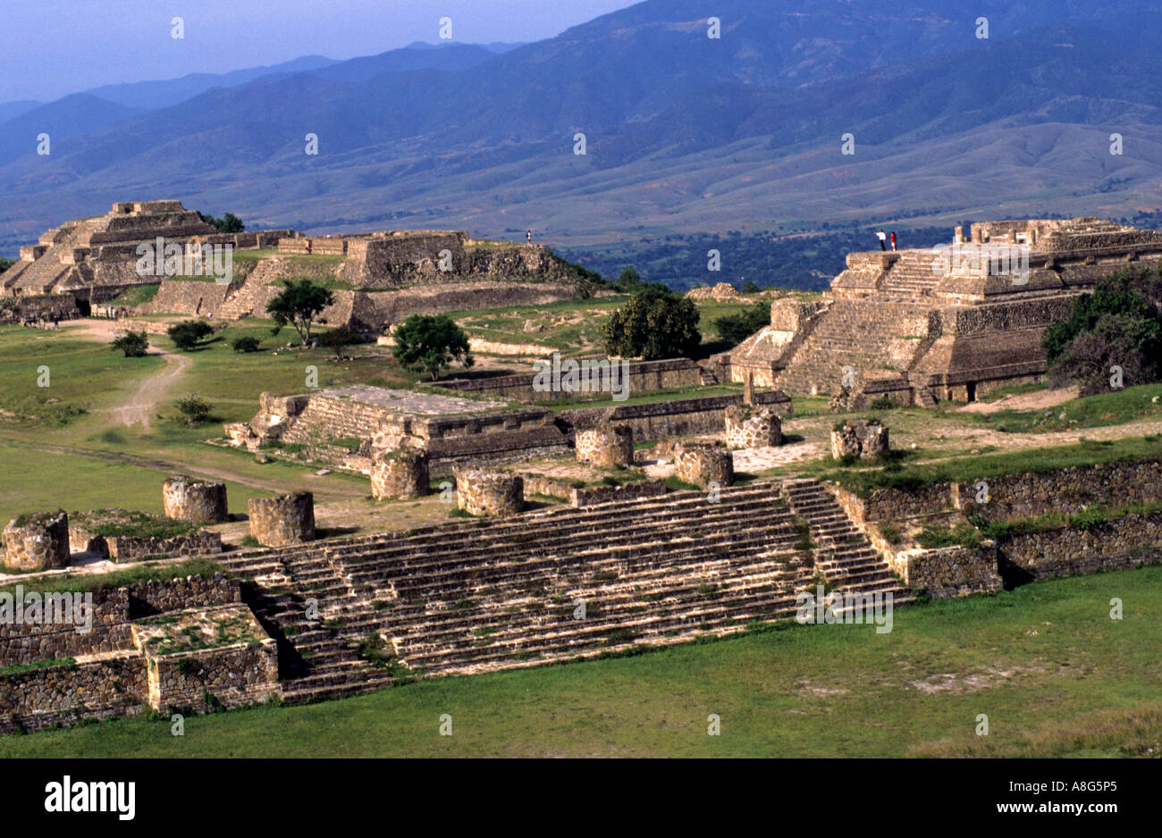 Monte Alban Oaxaca Mexico pyramids pyramid Zapotecs Stock Photo