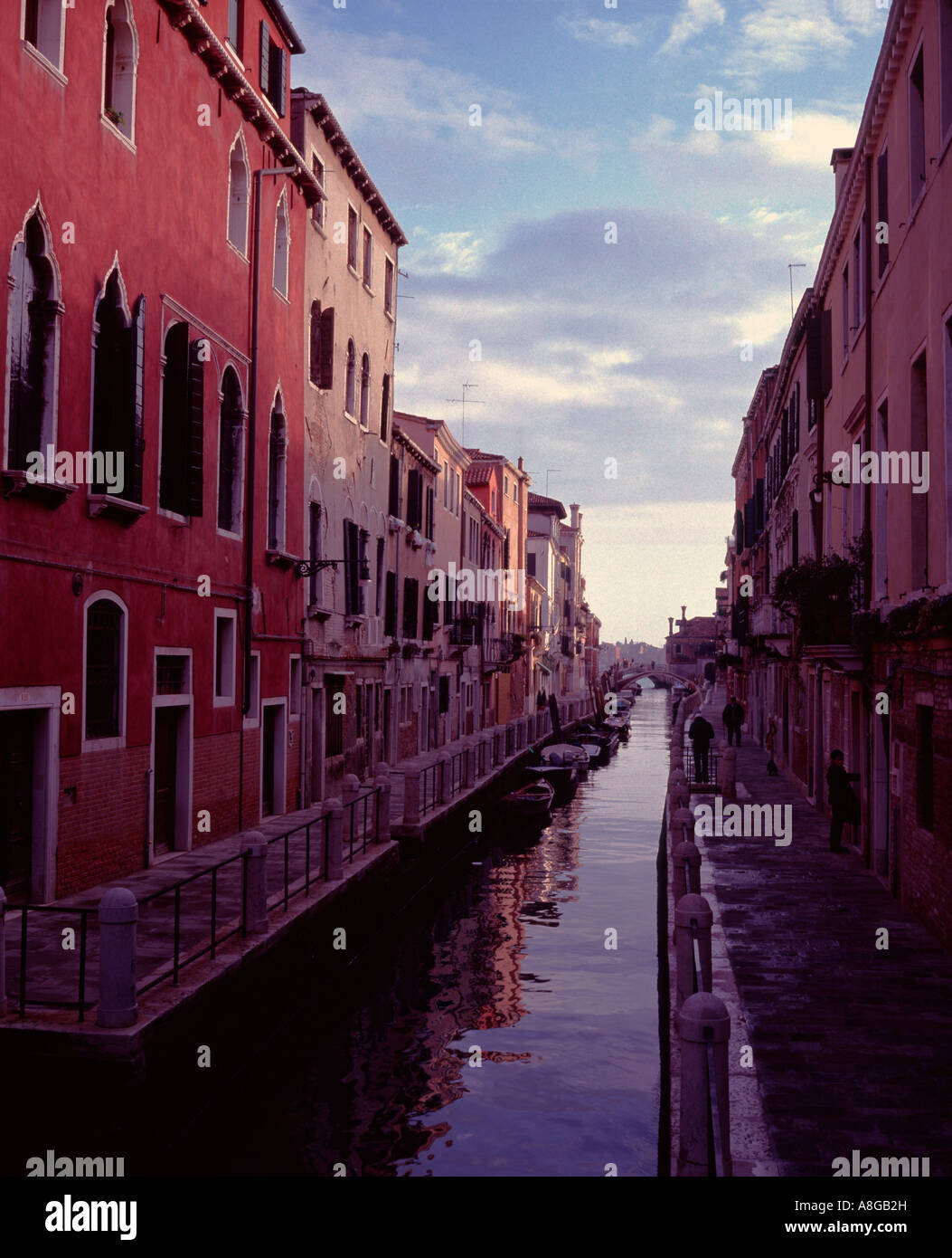 Venetian houses lining narrow canal Venice Italy Stock Photo - Alamy