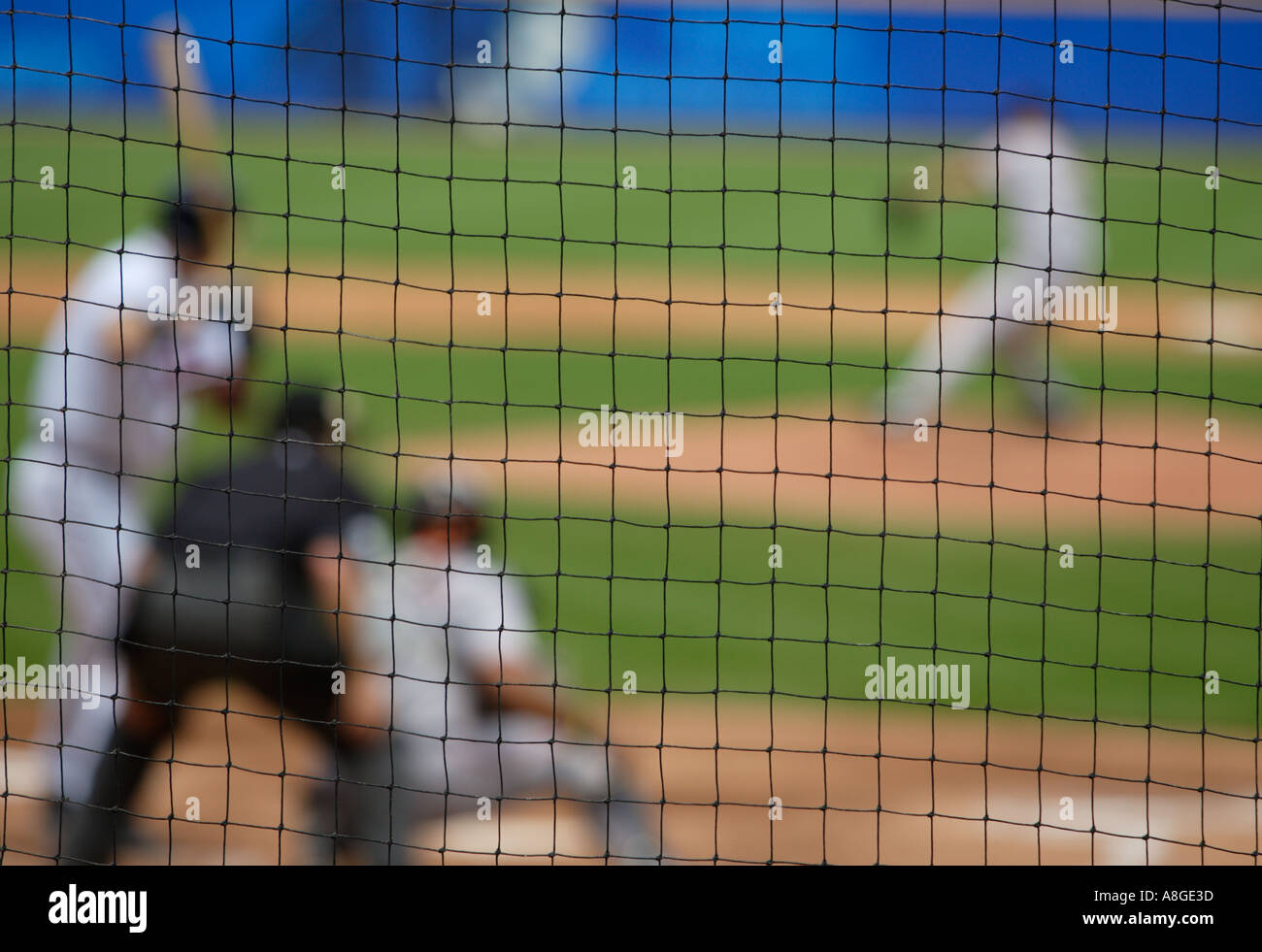 Baseball pitcher throwing to a batter Stock Photo Alamy