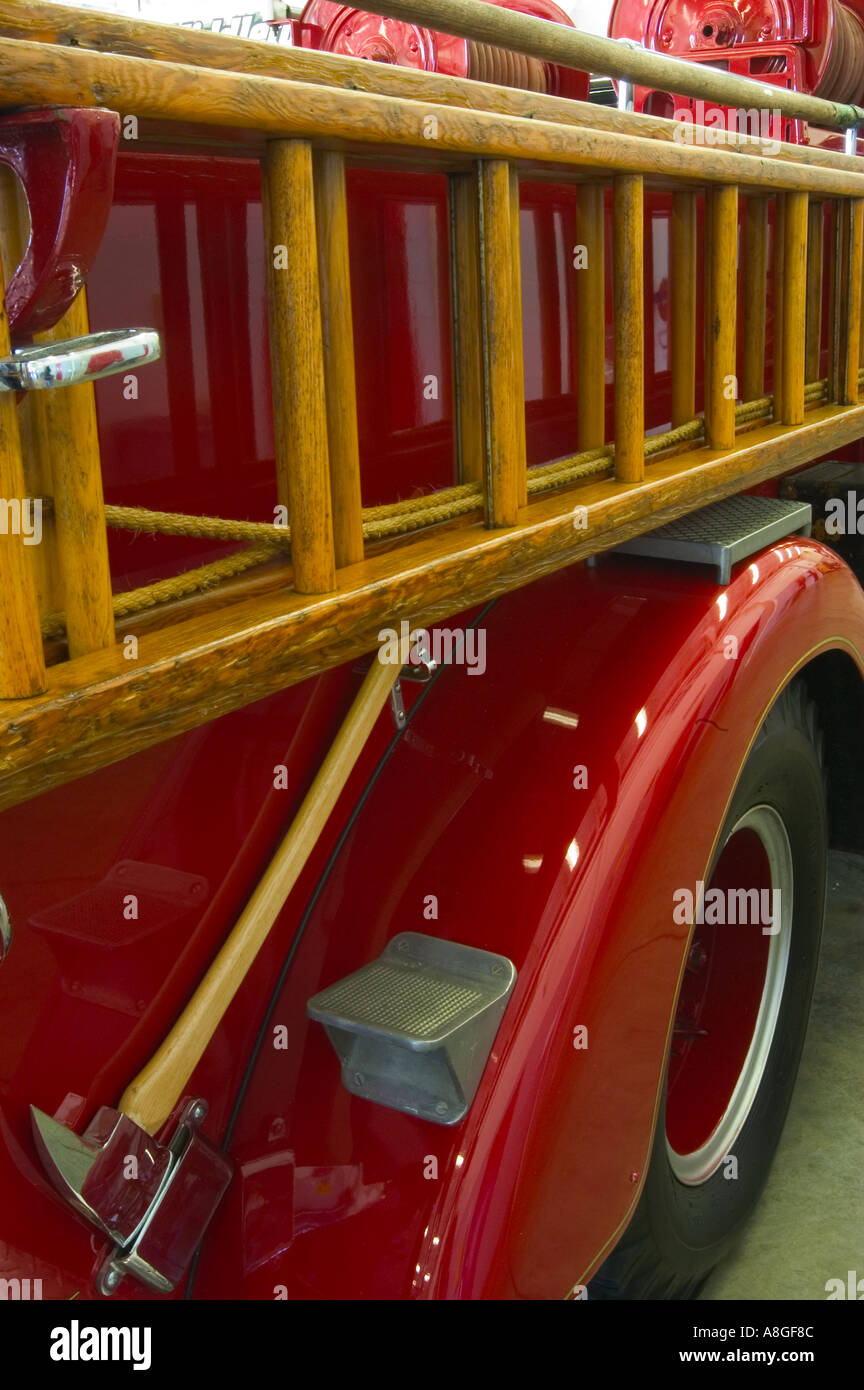 Antique fire engine and ladder Stock Photo Alamy